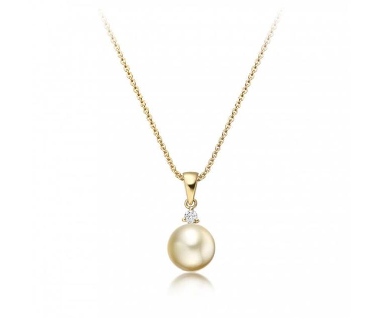 Winterson South Sea pearl and diamond fine jewellery pendant in yellow gold.